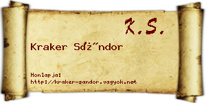 Kraker Sándor névjegykártya
